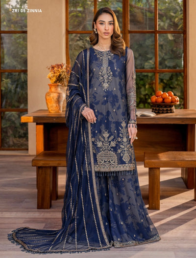 ZARIF ‘Iris’ | Embroidered Net Readymade | ZRI-05