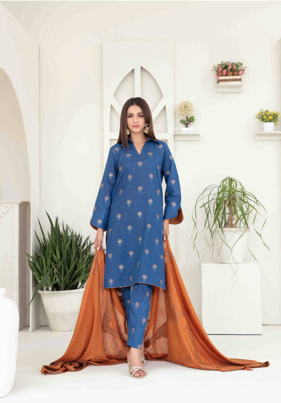 TAWAKKAL ‘Megara’ | Embroidered Khaddar Readymade | D3866