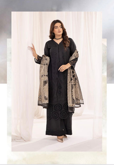 SIMRANS ‘IVY’ | Embroidered Chikankari Mother & Daughter Readymade | SM562 (Black)