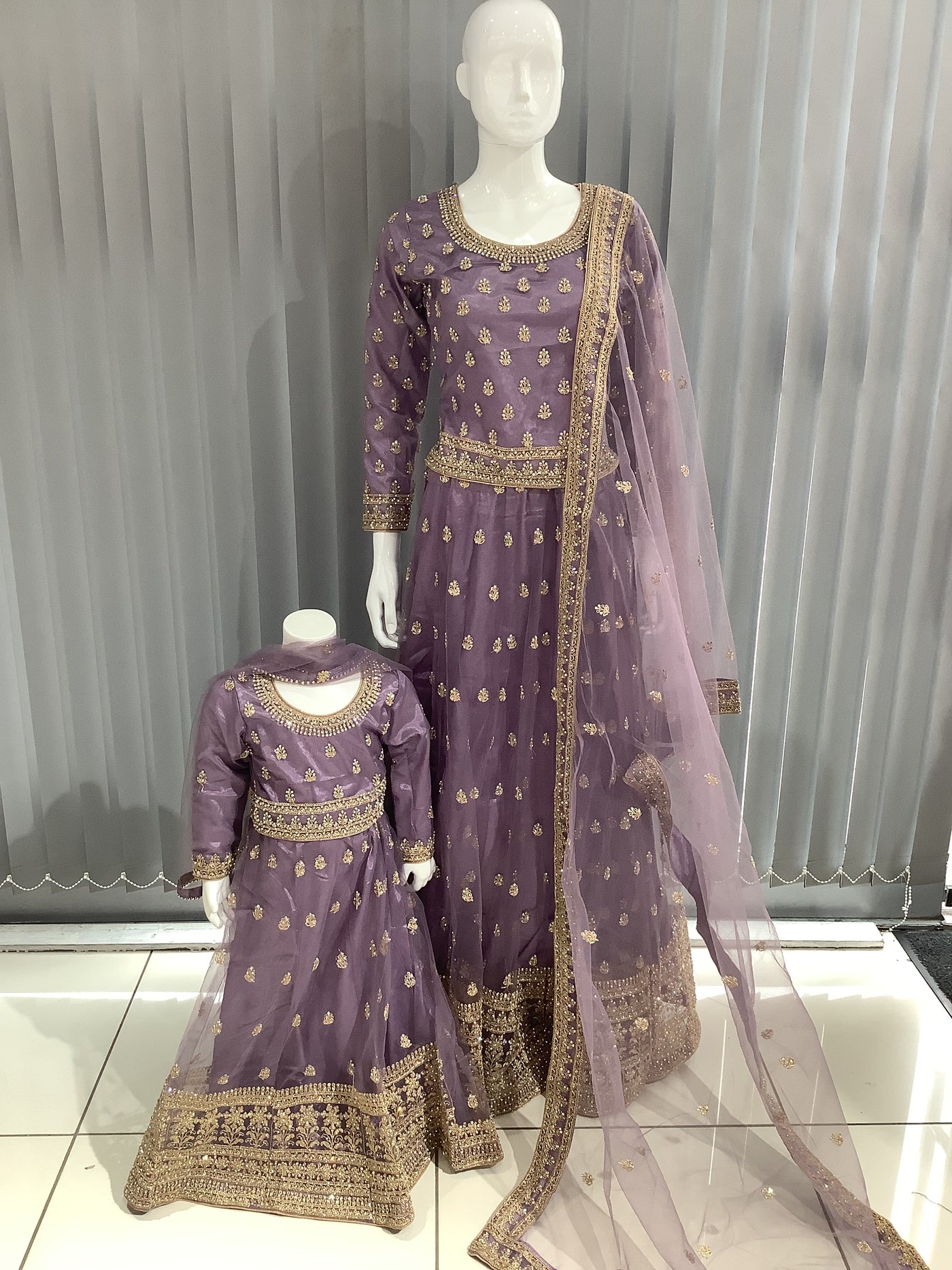 ASHA | Embroidered Net Dori Work Mother & Daughter Lehanga Choli Ready To Wear | AS58