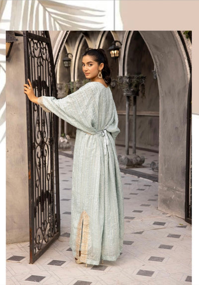 SIMRANS ‘Jeem’ | Embroidered Chiffon Modest  Readymade | SM601 (Mint Green)