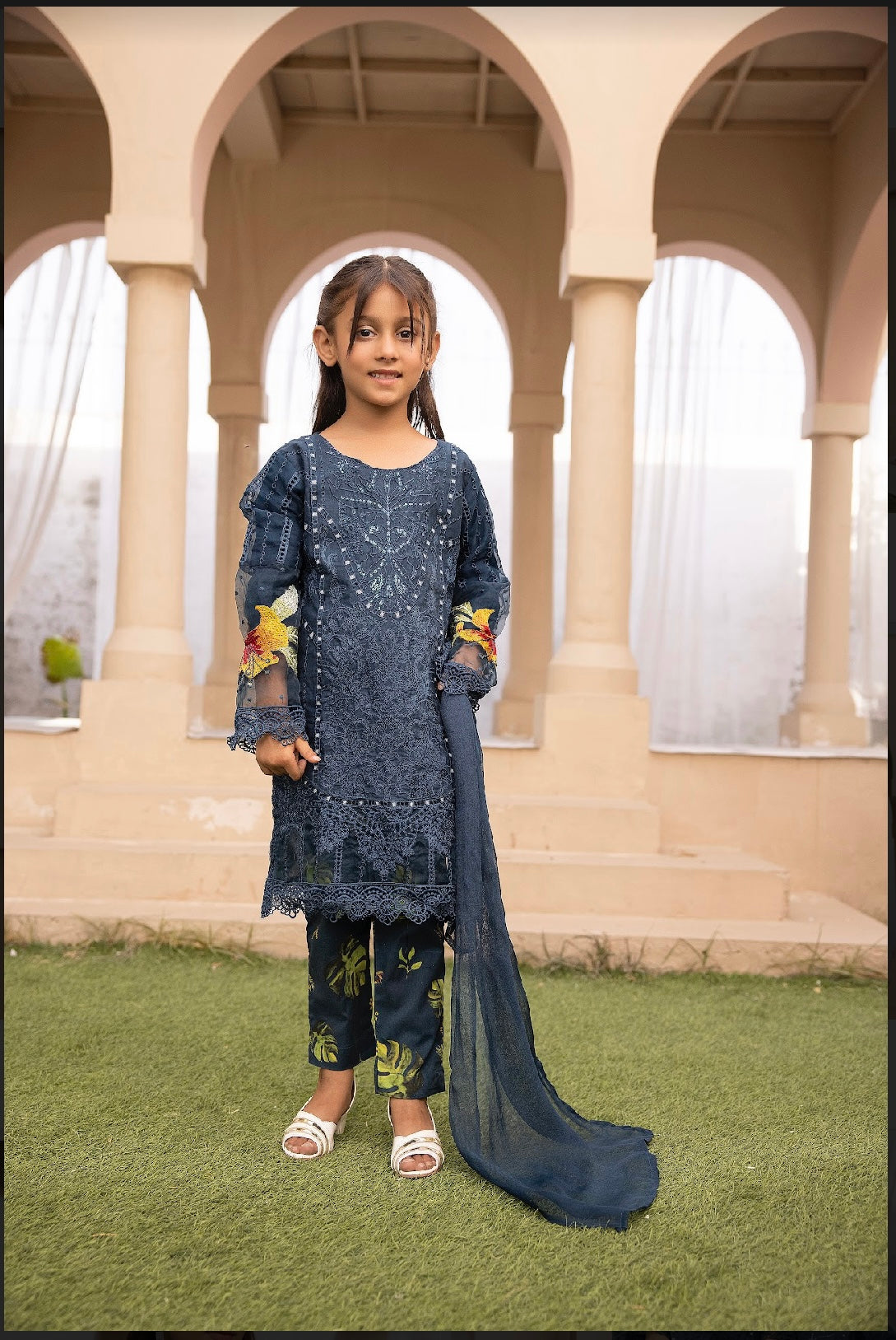 SIMRANS ‘Maria B Inspired’ | Embroidered Cotton Mother & Daughter Readymade | SM602 (Blue)