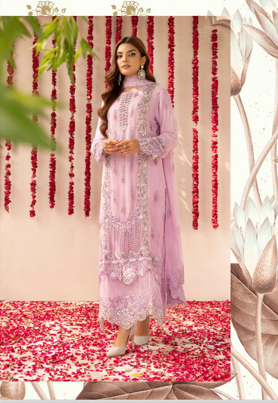 SIMRANS ‘Ivana’ | Embroidered  Chiffon Readymade Wedding Collection| SM685 (Pink)