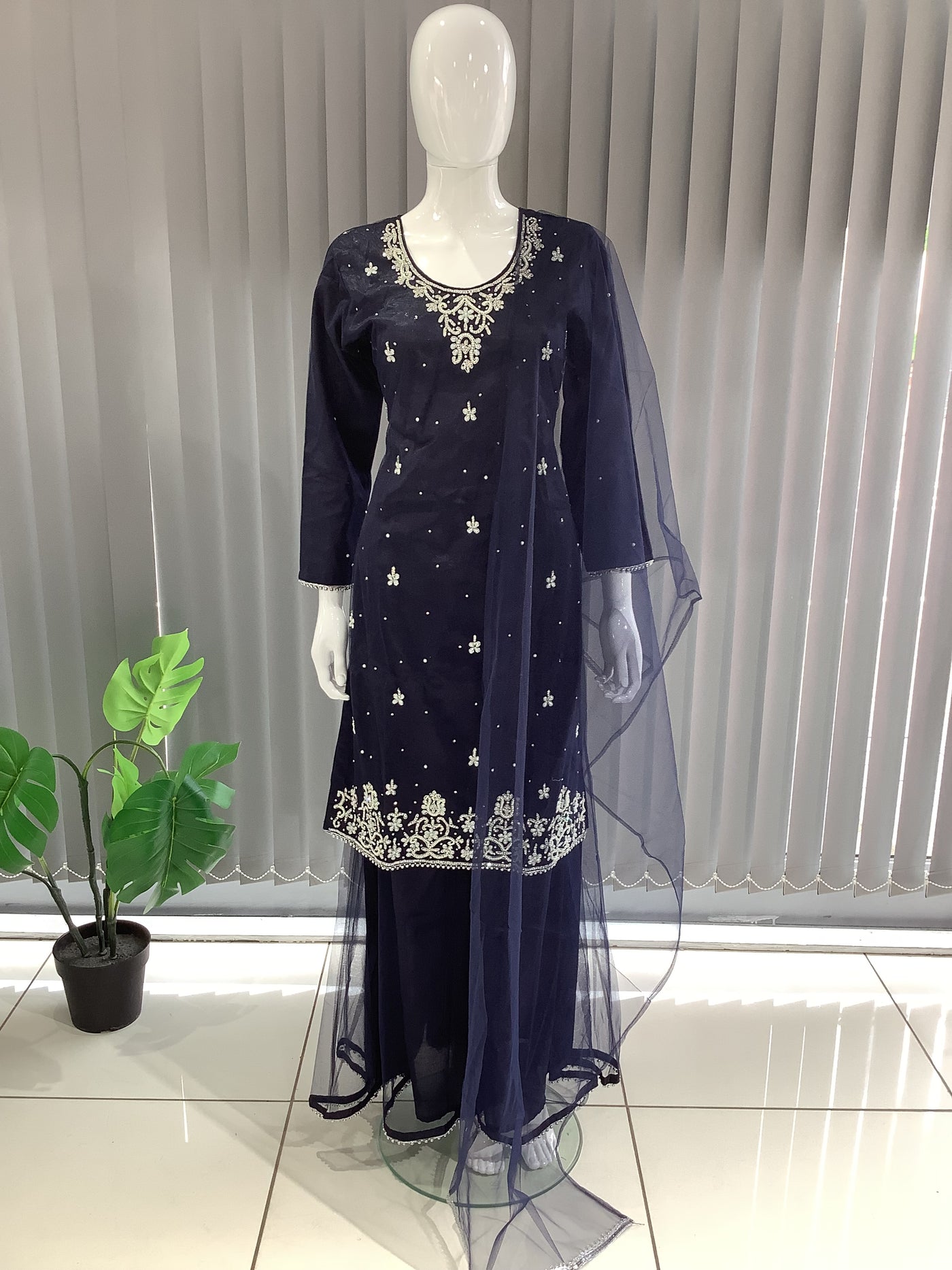 ASHA | Embroidered Hand Work Mother & Daughter Ready To Wear Blue | AS60