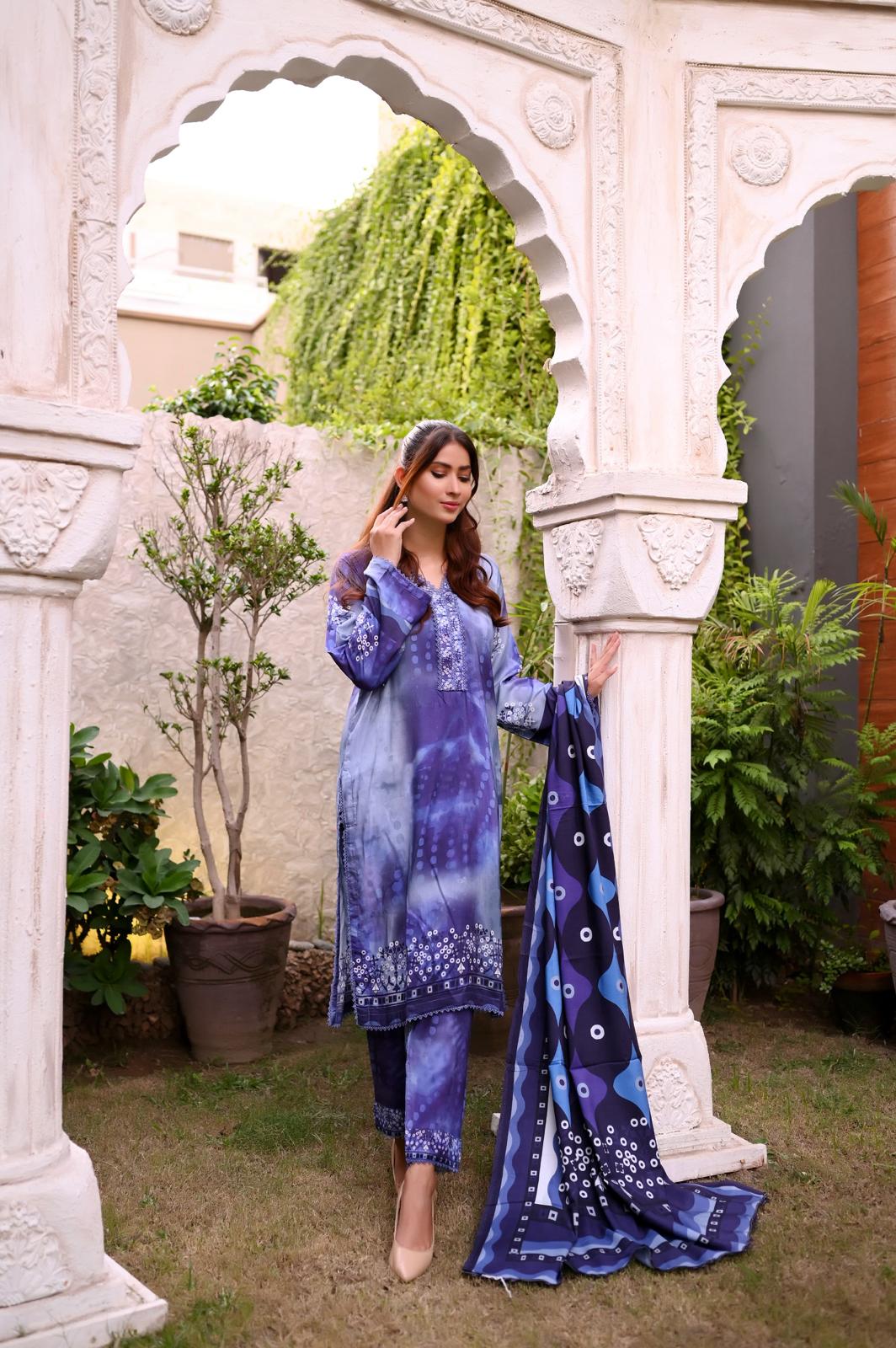 KHADIJAH’S Vol 1 | Embroidered Linen 3pc Readymade | KJ145