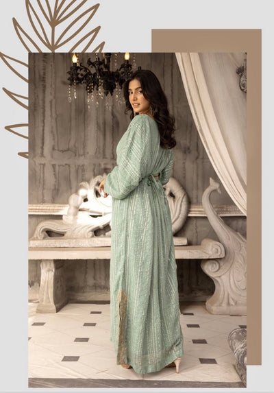 SIMRANS ‘Jeem’ | Embroidered Chiffon Modest  Readymade | SM601 (Green)