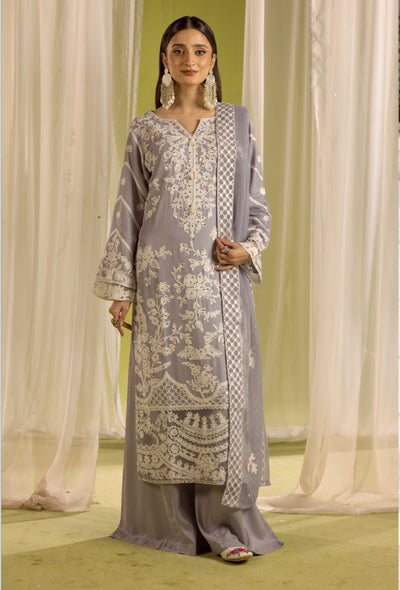 SIMRANS ‘Kismet’ | Embroidered Linen Handwork Readymade | SM760 (Grey)