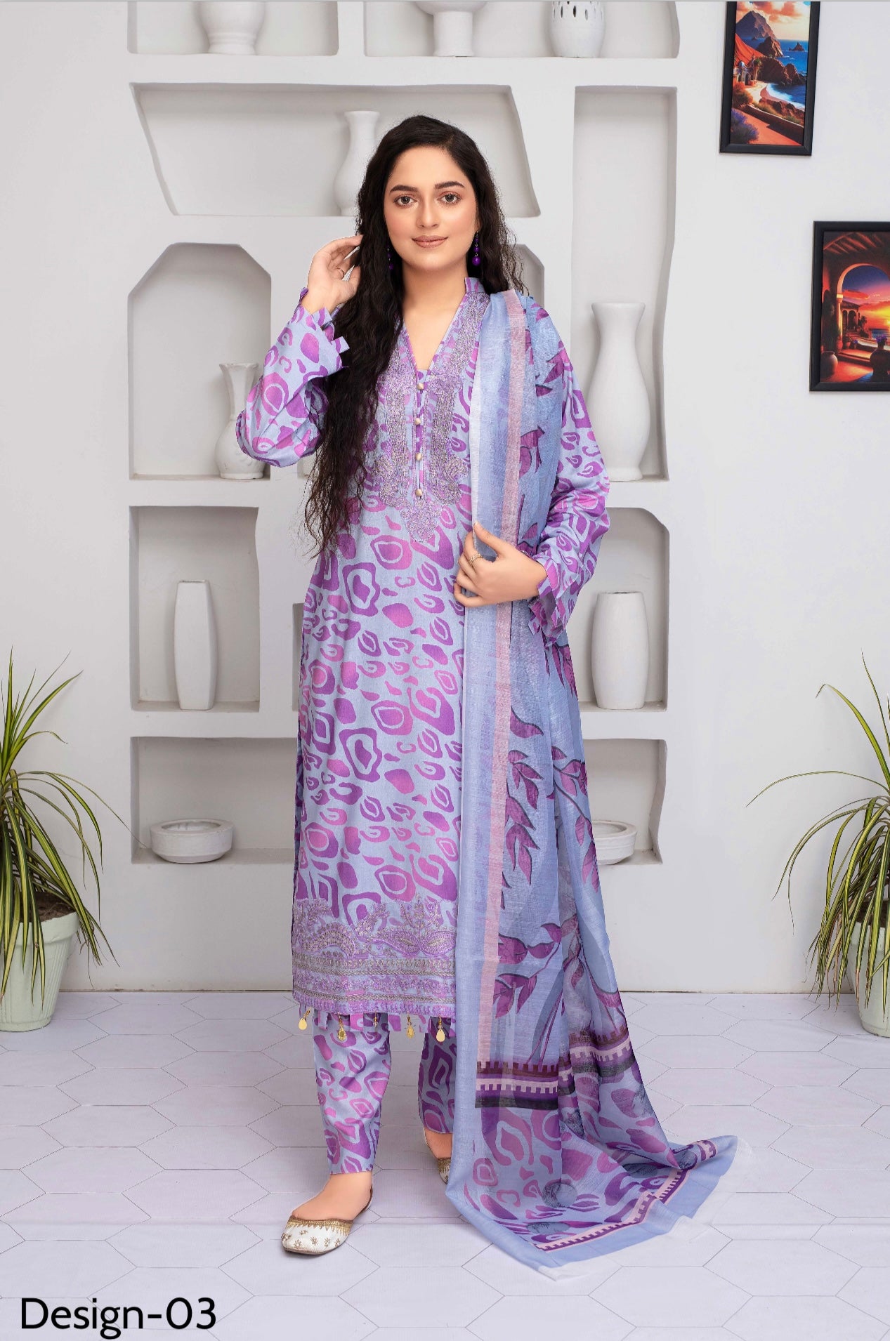 ASHYANA ‘Vol 17’ | Embroidered Linen 3pc Readymade  | ARZ03