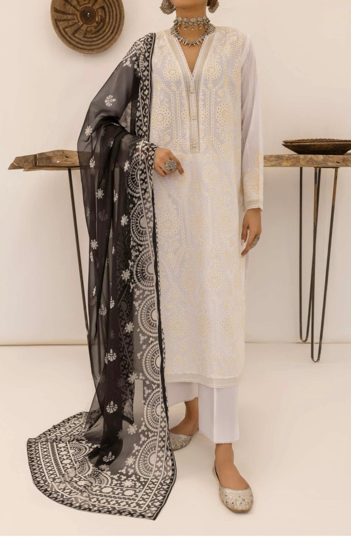 Casual lite ‘Monochrome’ | Luxury Embroidered Cotton Readymade | HT210