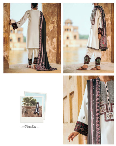 Casuallite ‘Perchai’ | Luxury Embroidered Dhanak Readymade | HT247