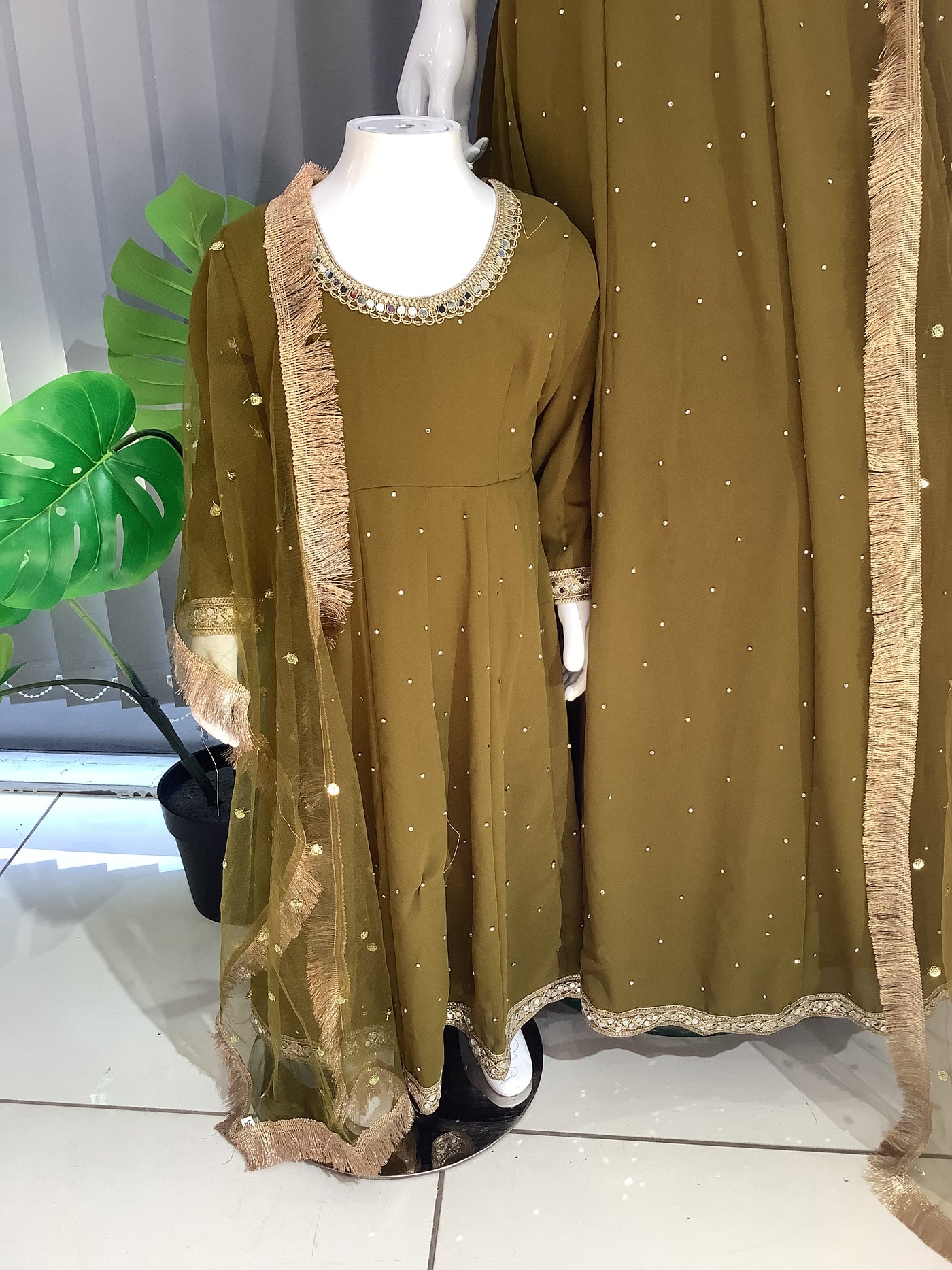 ASHA | Embroidered Chiffon Dress Mother & Daughter Readymade  | AS63