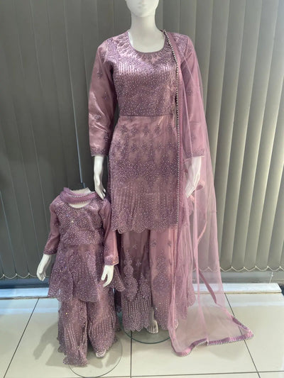 ASHA | Embroidered Hand Work Mother & Daughter Ready To Wear  | AS84