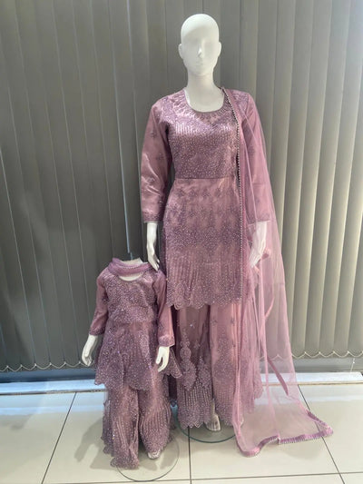 ASHA | Embroidered Hand Work Mother & Daughter Ready To Wear  | AS84