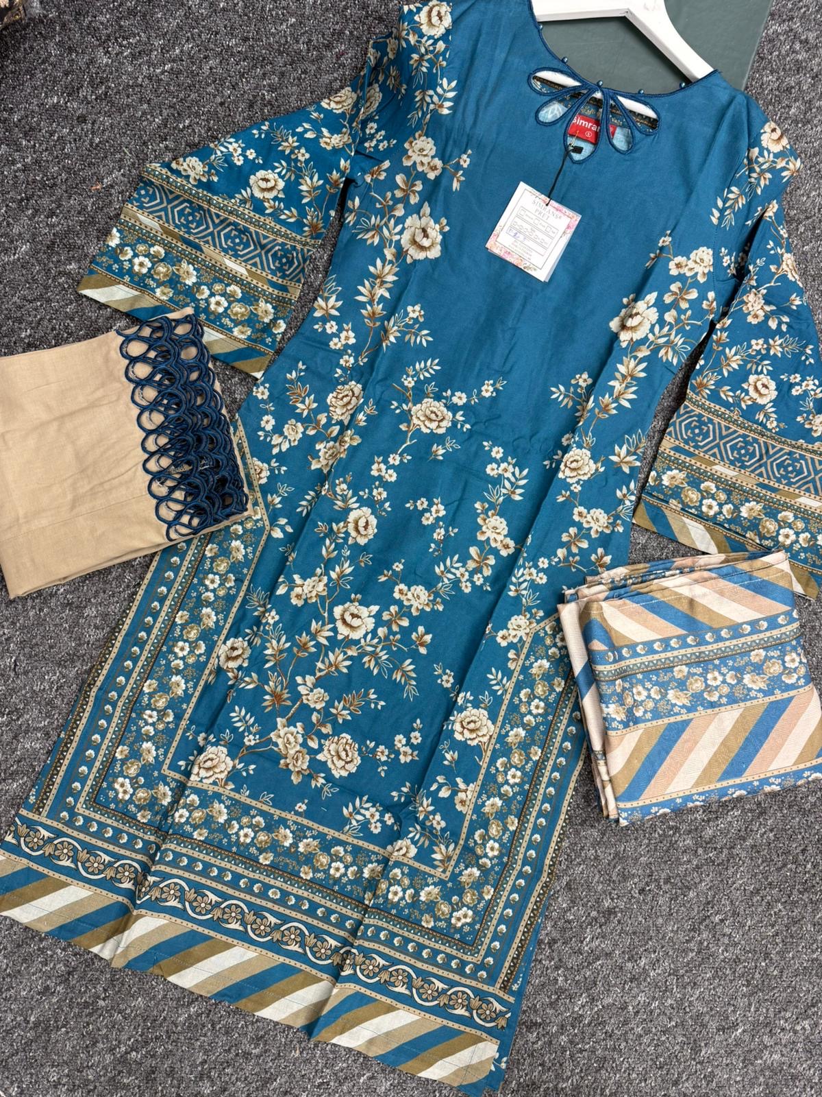 SIMRANS ‘Fiesta’ | Embroidered Khaddar Readymade | SM748 (Blue)