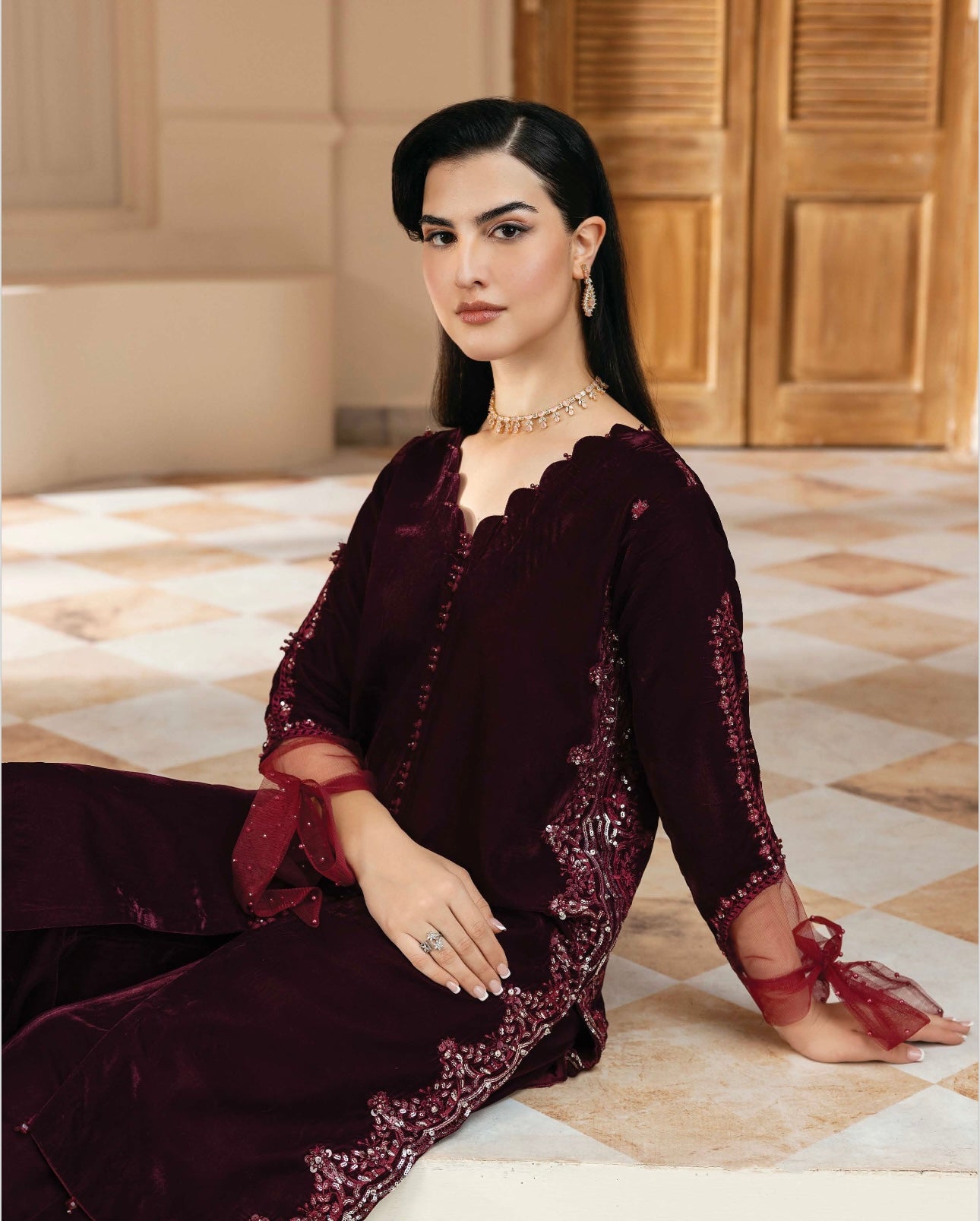 AIN | Embroidered Velvet Ready To Wear | AN-84