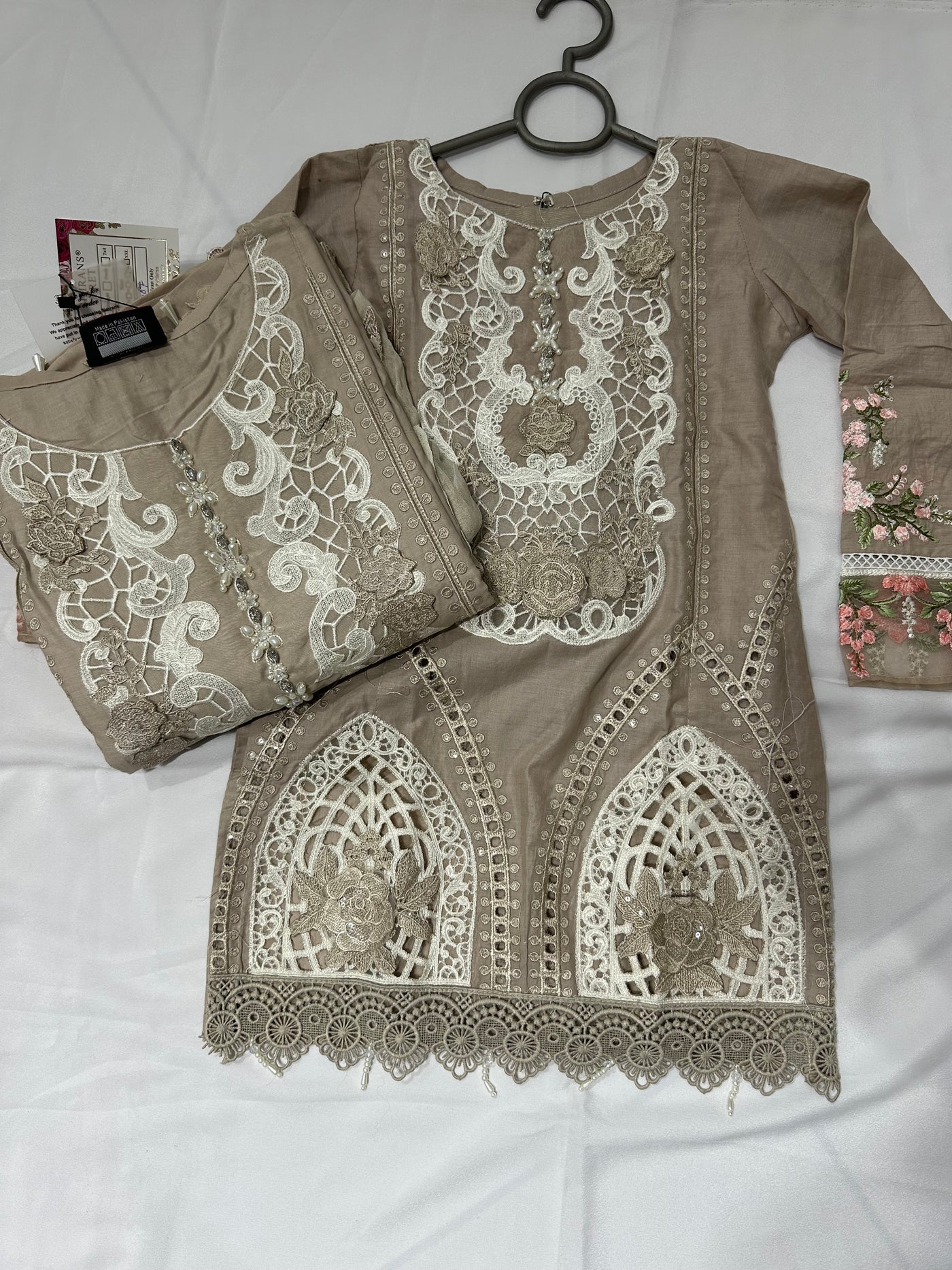 SIMRANS ‘Maria B Inspired’ | Embroidered Cotton Mother & Daughter Readymade | SM566 (Brown)