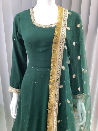 ASHA | Embroidered Chiffon Dress Mother & Daughter Readymade Green | AS63