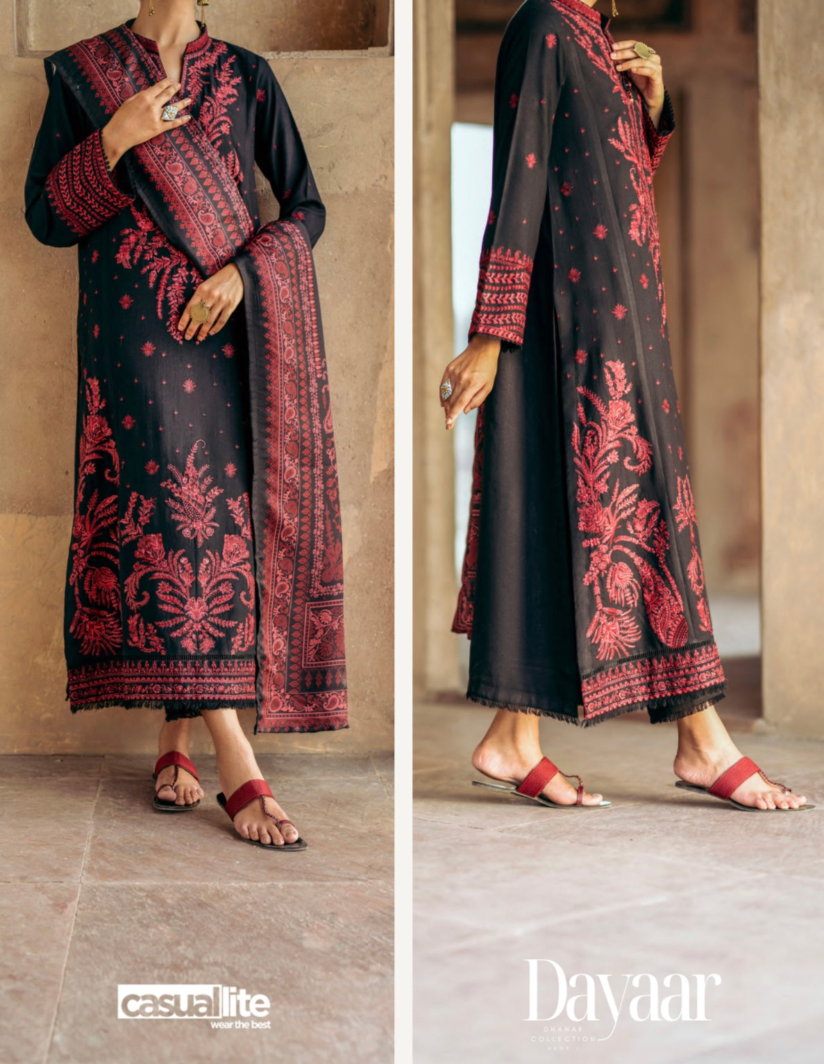 Casuallite ‘Dayaar’ | Luxury Embroidered Dhanak Readymade | HT244