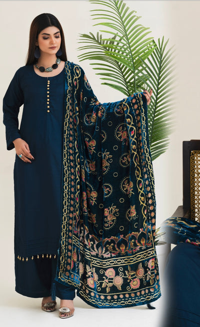 Embroidered Dhanak Palachi Dupatta Readymade | RGZ003