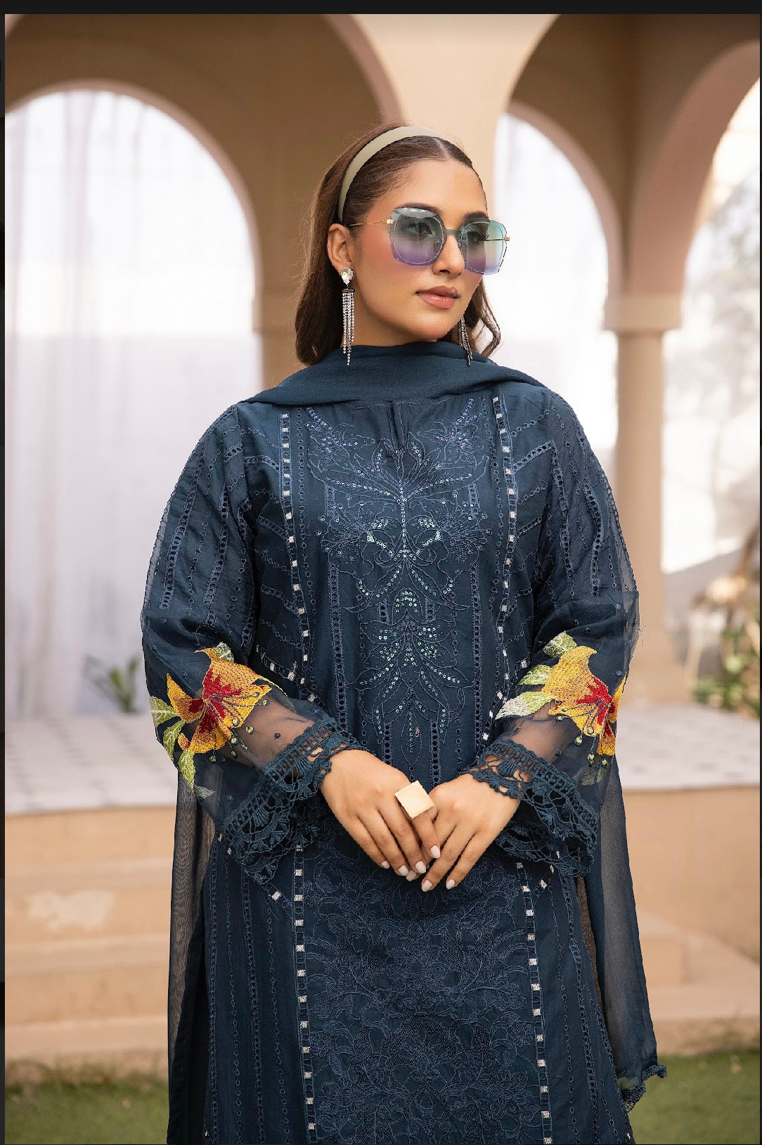 SIMRANS ‘Maria B Inspired’ | Embroidered Cotton Mother & Daughter Readymade | SM602 (Blue)