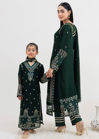 RANGZ ‘Majestic Lux’ | Embroidered Chiffon Mother & Daughter Readymade | RGZ056 (Green)