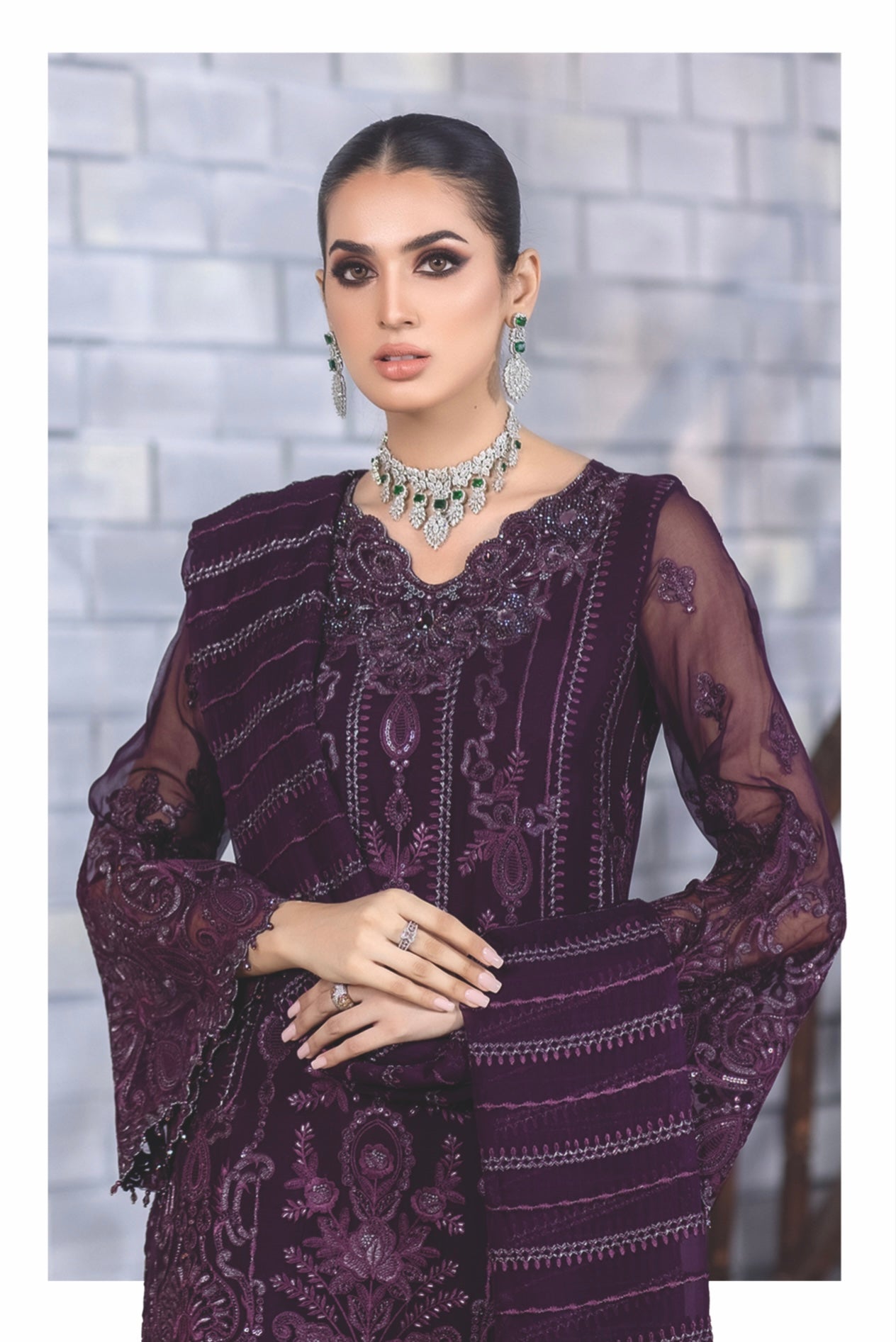 SIMRANS ‘Erica’ | Embroidered Chiffon Readymade | SM642