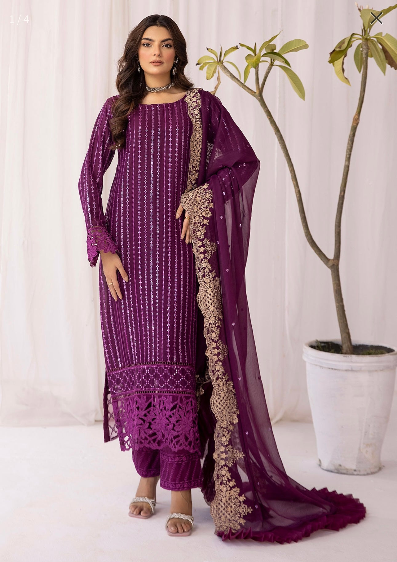 Azure Inspired | Embroidered Chiffon Readymade | SC102 (Purple)