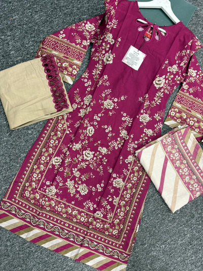 SIMRANS ‘Fiesta’ | Embroidered Khaddar Readymade | SM748 (Pink)