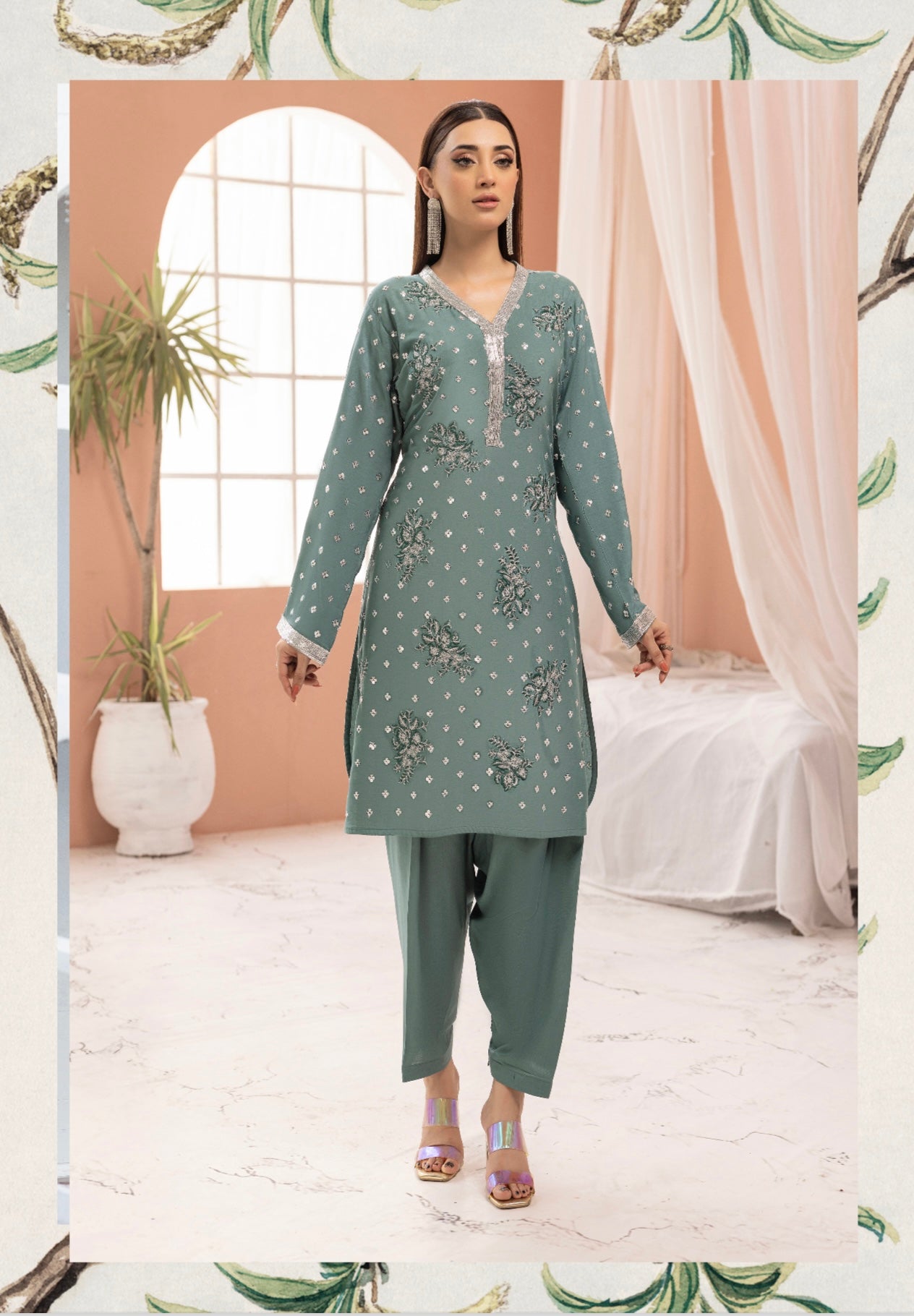 SIMRANS ‘Ethnic Co Ords’ | Embroidered Viscose 2pc Readymade | SM671