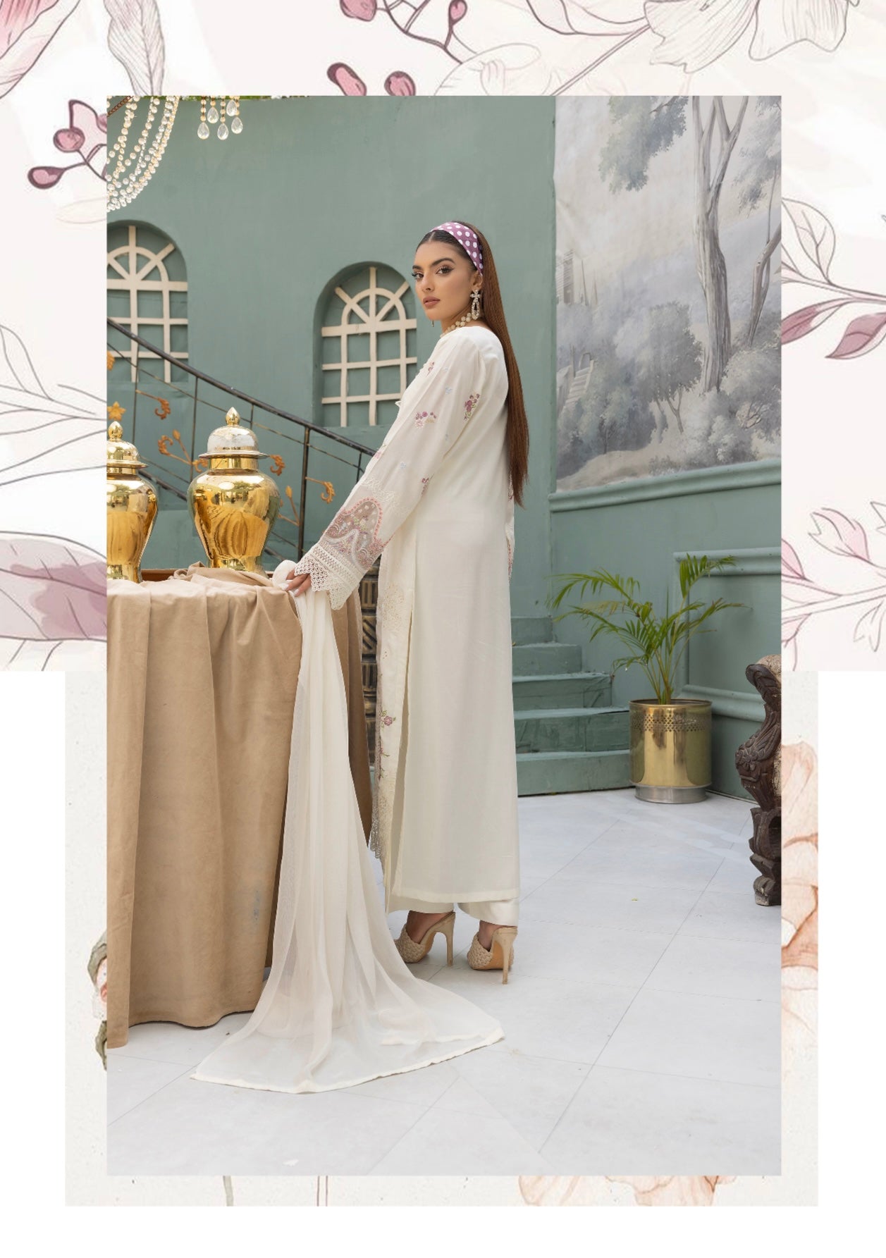 SIMRANS ‘Aisha MB’ | Embroidered Linenkari Readymade | SM697