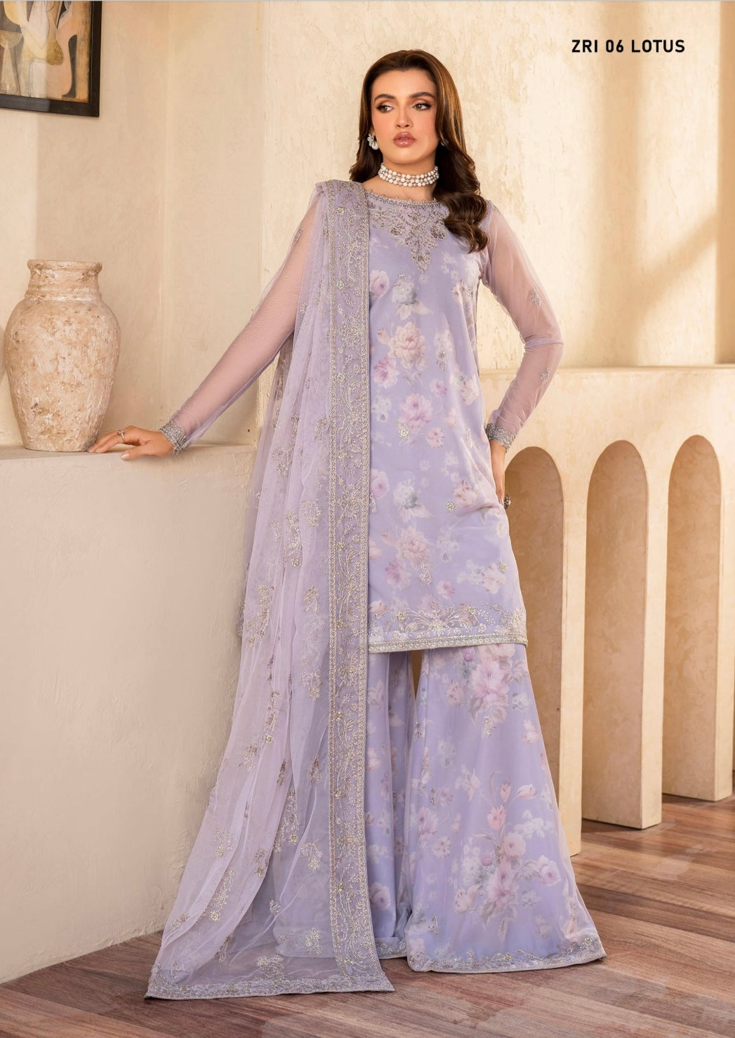 ZARIF ‘Iris’ | Embroidered Net Readymade | ZRI-06