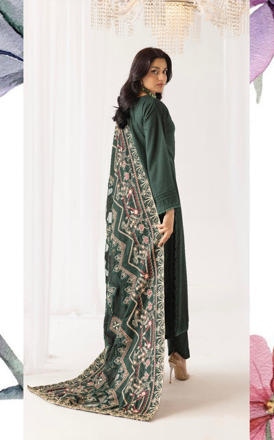 SIMRANS ‘Laserkari’ | Embroidered Dhanak Readymade | SM747 (Green)