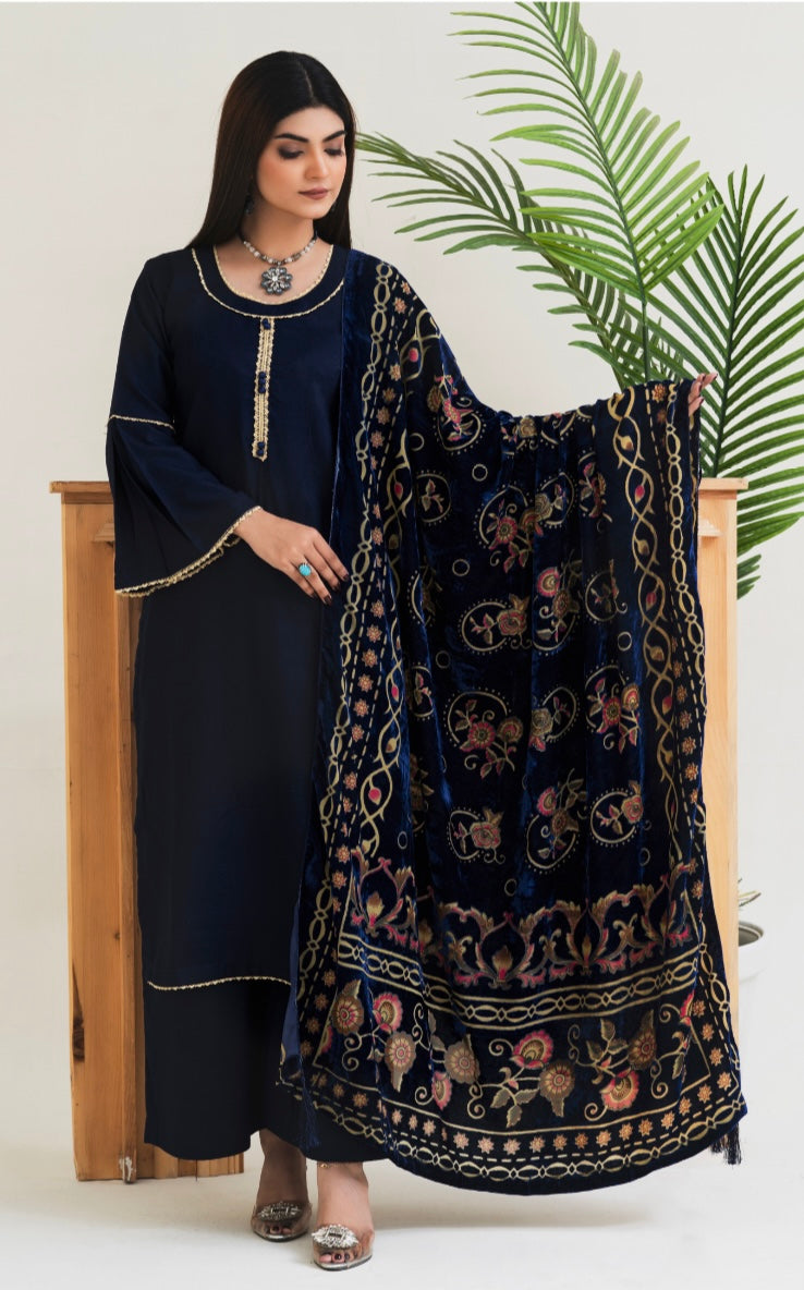 Embroidered Dhanak Palachi Dupatta Readymade | RGZ001