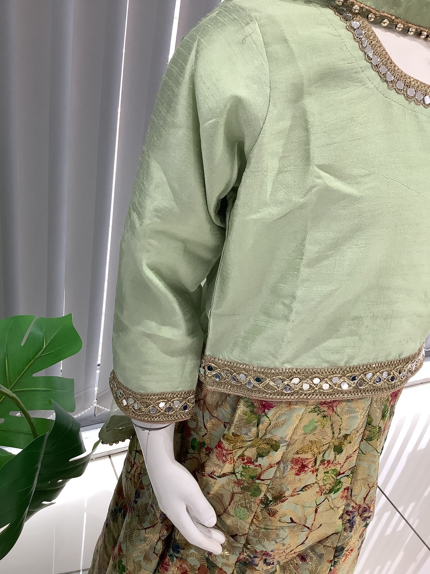 ASHA | Embroidered Banarsi Lehnga Choli KidsReady To Wear Mint | AS36