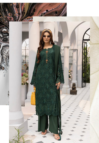 SIMRANS ‘Image Linenkari’ | Embroidered Linen Chikankari Readymade | SM724 (Green)