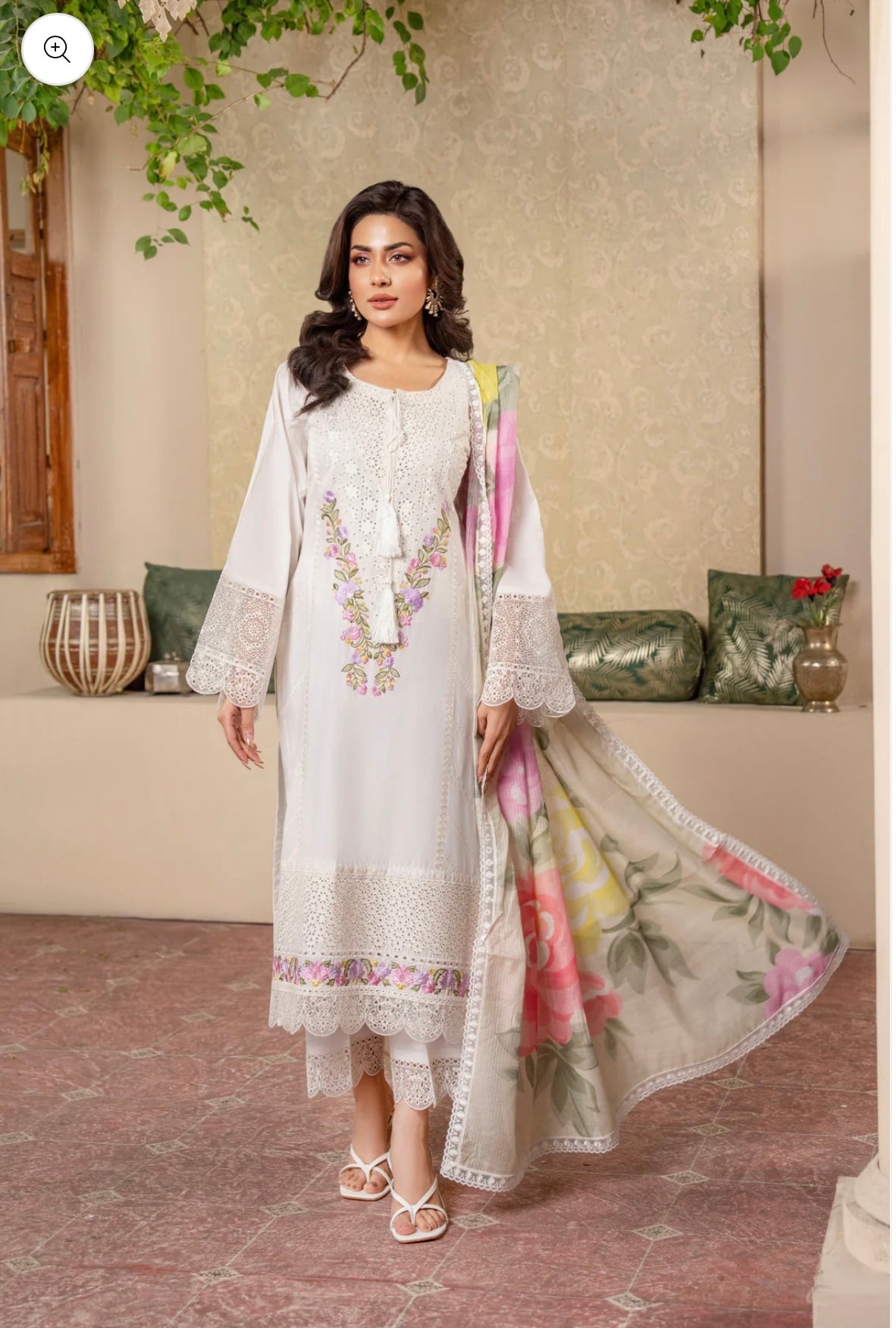 KARMA ‘Kayseria Vol 1’ | Embroidered Cotton Readymade | KC-1419 (Cloudy White)