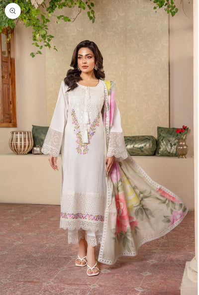 KARMA ‘Kayseria Vol 1’ | Embroidered Cotton Readymade | KC-1419 (Cloudy White)