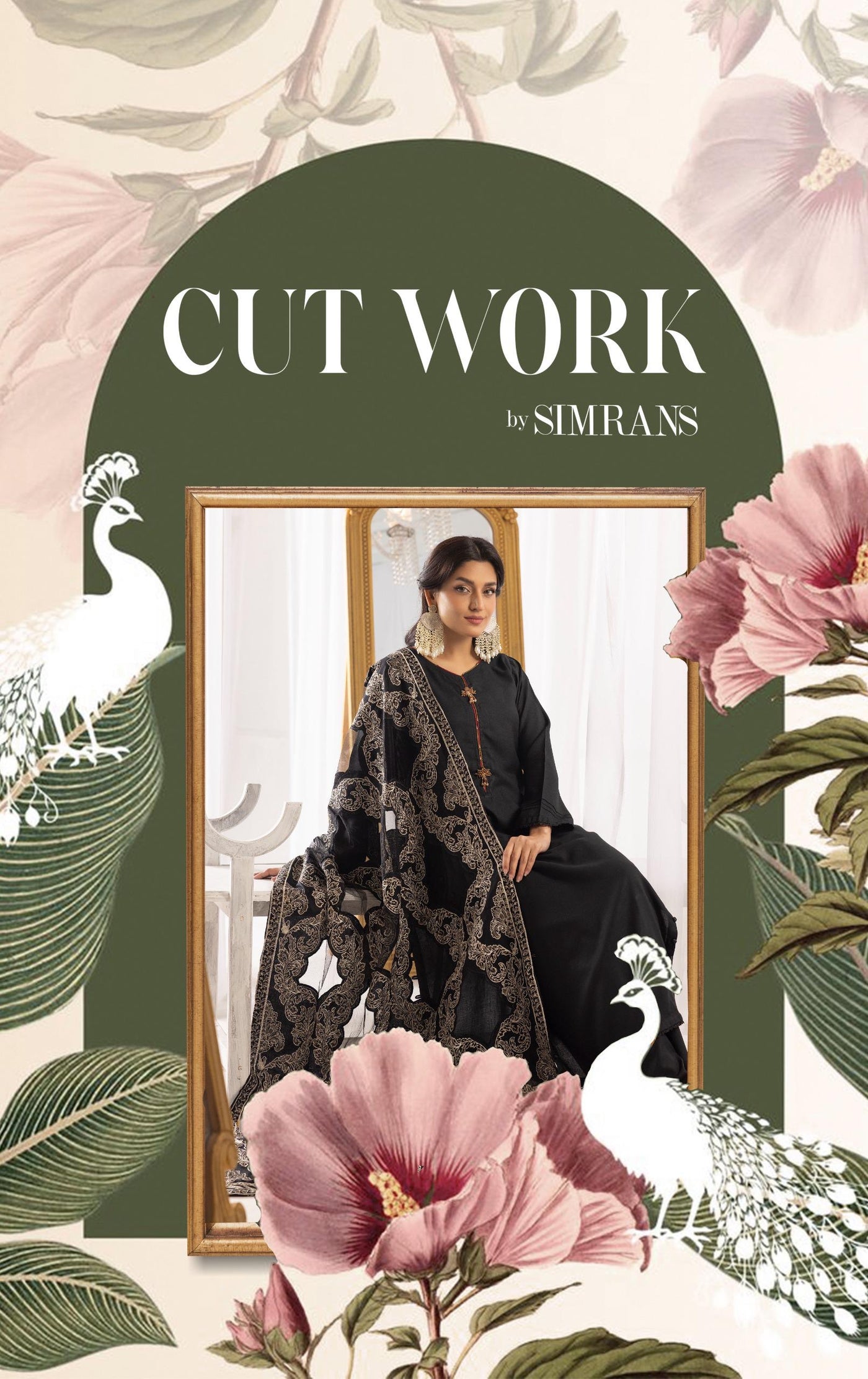 SIMRANS ‘Laserkari’ | Embroidered Dhanak Readymade | SM747 (Black)