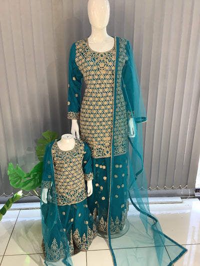 ASHA | Embroidered Net Mother & Daughter Ready To Wear | AS72