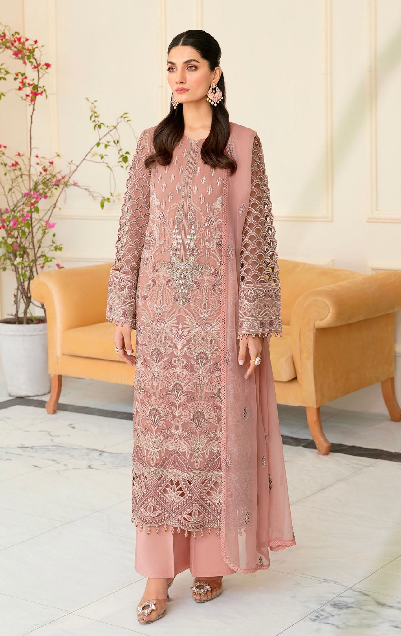 SIMRANS ‘Sienna’ | Embroidered Chiffon Mother & Daughter Readymade | SM578