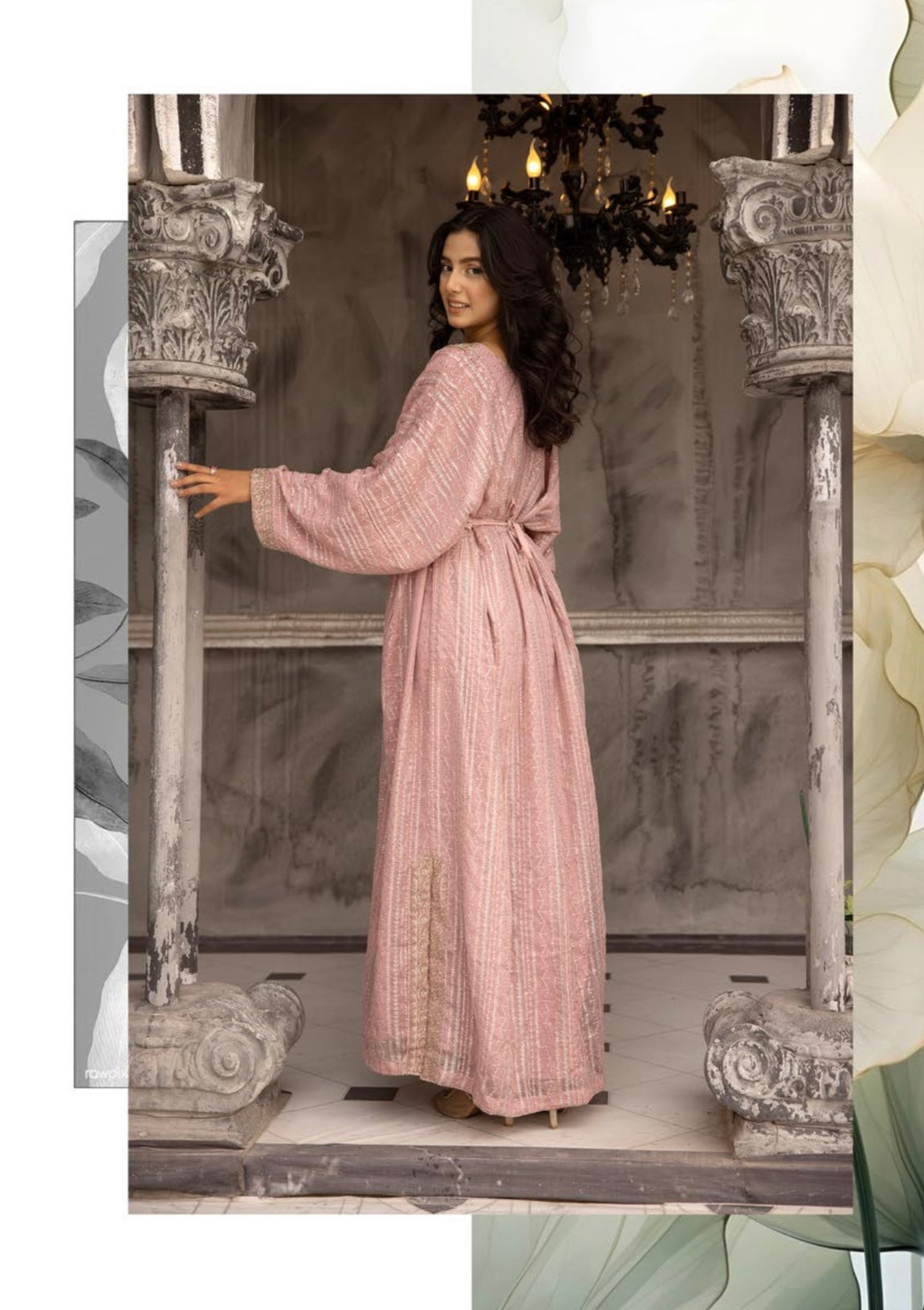 SIMRANS ‘Jeem’ | Embroidered Chiffon Modest  Readymade | SM601 (Dark Pink)