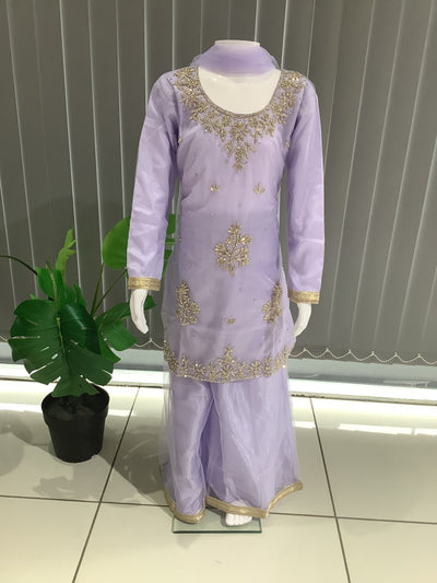 ASHA | Embroidered Hand Work Kids Ready To Wear Lailac| AS61