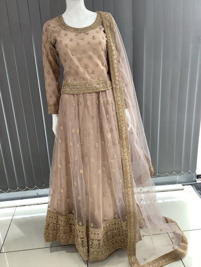 ASHA | Embroidered Net Dori Work Mother & Daughter Lehanga Choli Ready To Wear Dusty Pink | AS58