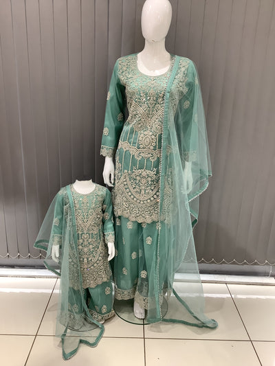 ASHA | Embroidered Net Mother & Daughter Ready To Wear  | AS74