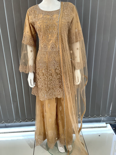 ASHA | Embroidered Hand Work Dress Mother & Daughter Ready To Wear Gold | AS70