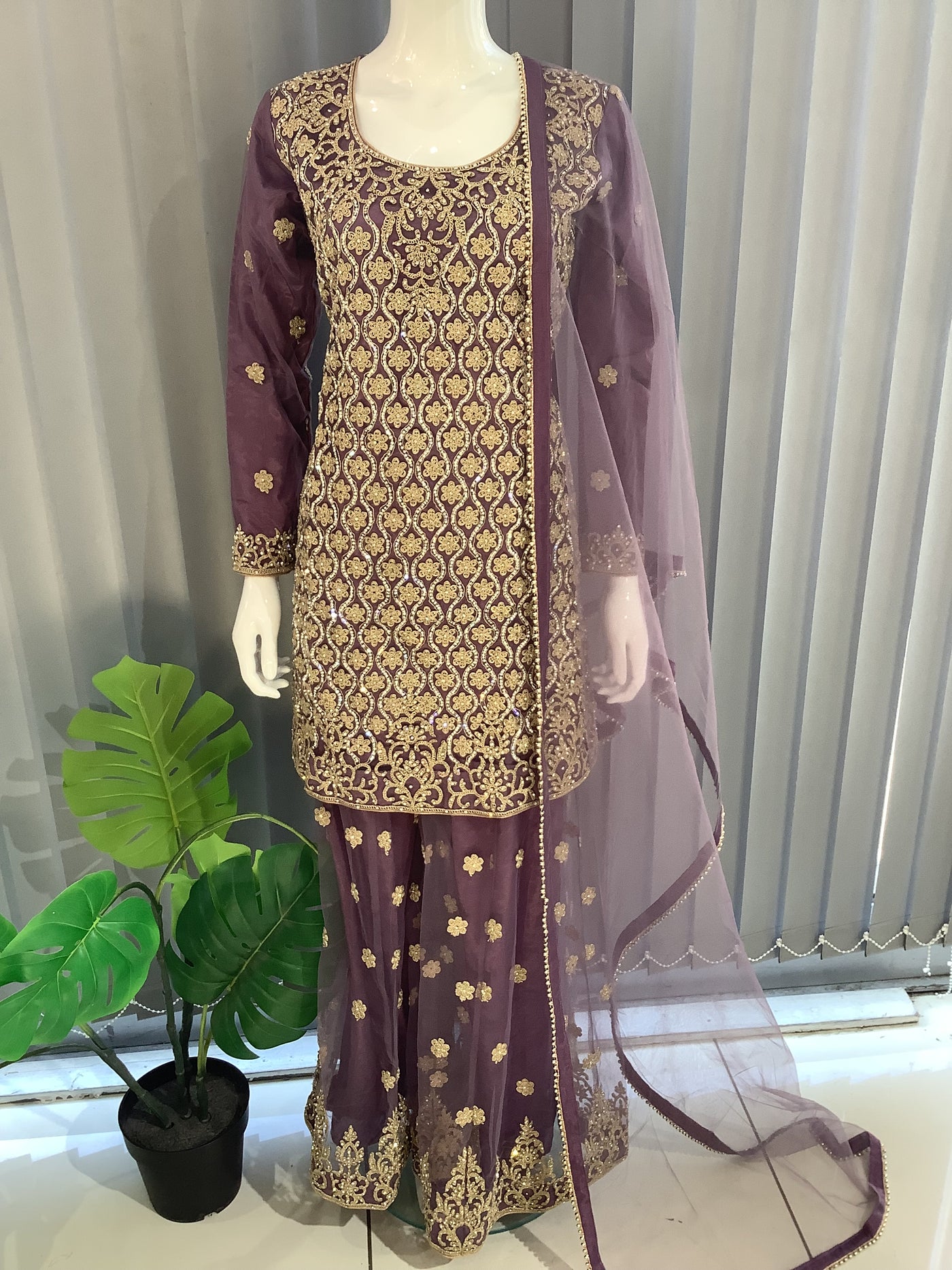 ASHA | Embroidered Net Mother & Daughter Ready To Wear Lailac | AS72