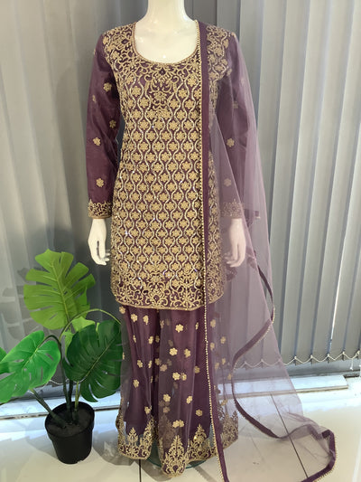 ASHA | Embroidered Net Mother & Daughter Ready To Wear Lailac | AS72