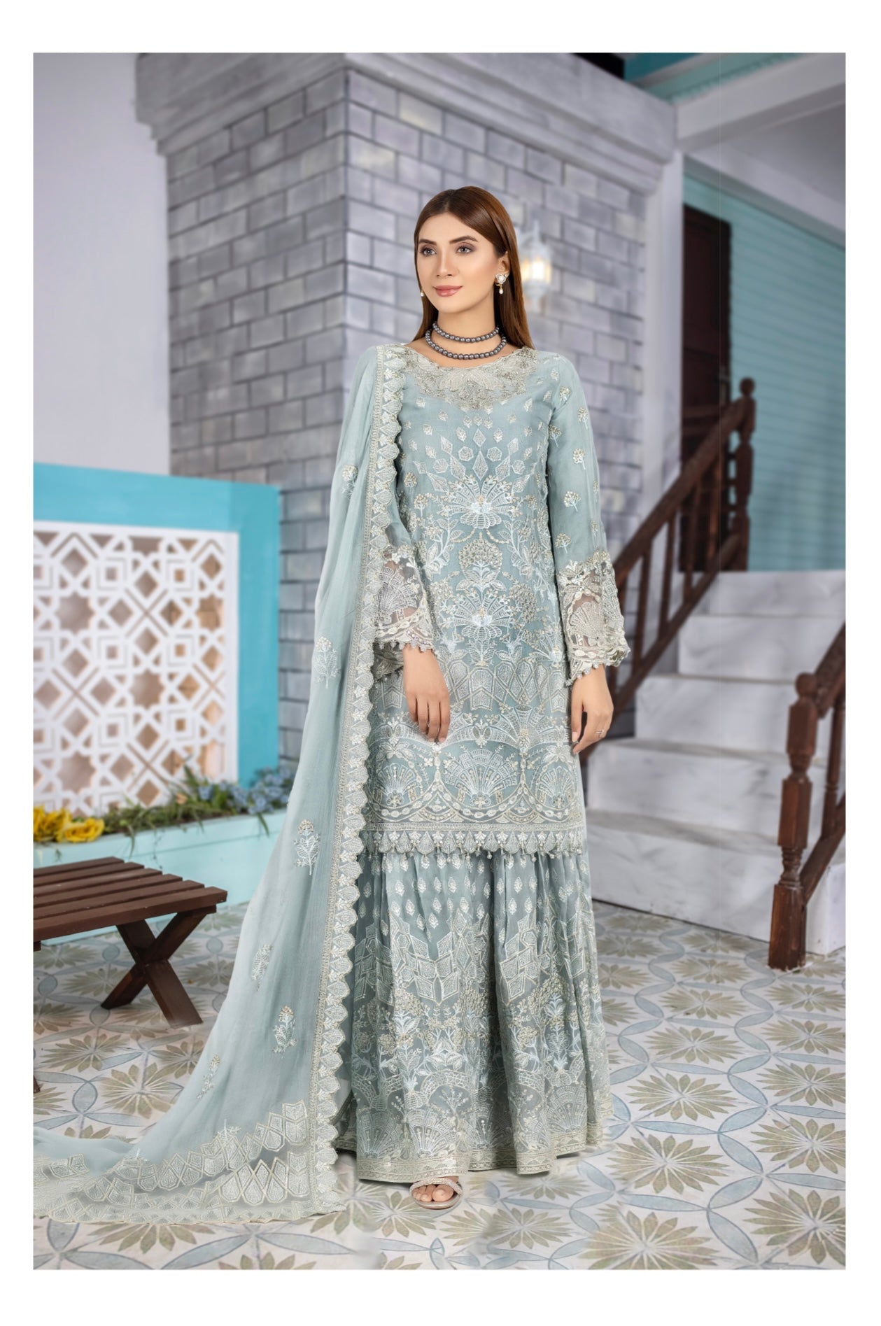 SIMRANS ‘Erica’ | Embroidered Chiffon Readymade | SM644