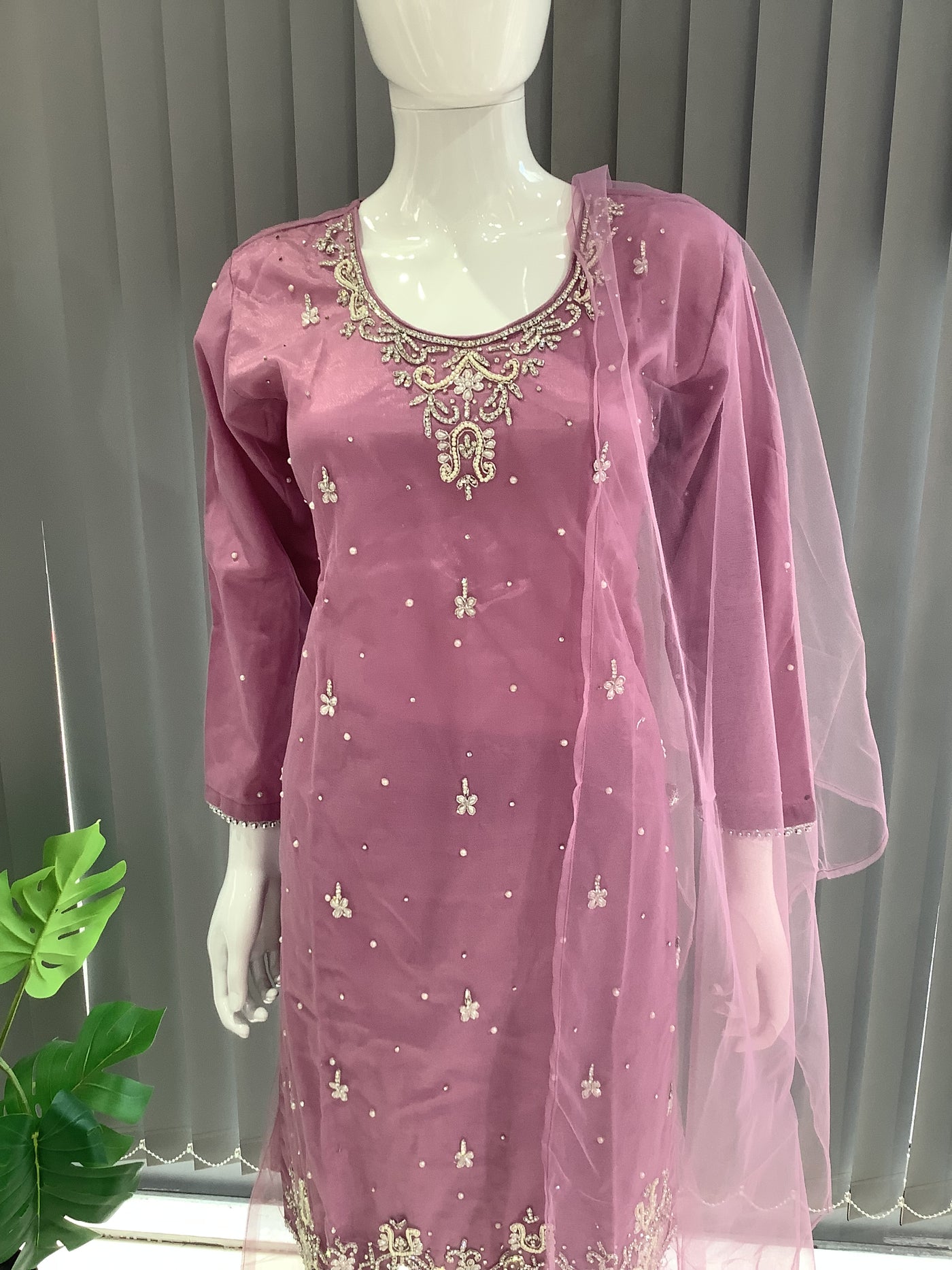 ASHA | Embroidered Hand Work Mother & Daughter Ready To Wear Pink | AS60