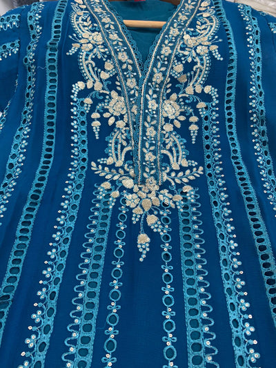 Pehnawa | Embroidered Chiffon Readymade | PNW08 (Blue)